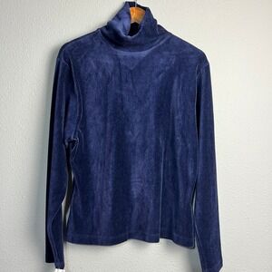 Vtg Woolrich Corduroy Retro Turtleneck Long Sleeve Pullover Soft Cozy Blue Large